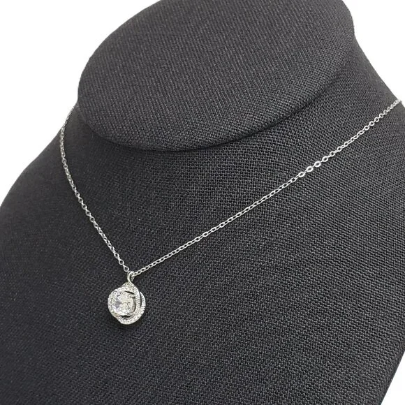 925 Sterling Silver Womens Round 2ct Diamond Pendant Necklace Ladies New Jewelry - Picture 7 of 8